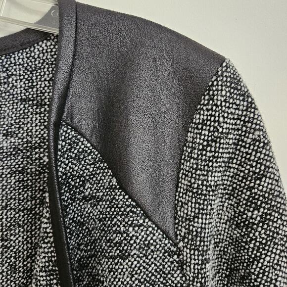 a.n.a. Open Front Moto Tweed Jacket Black White Woven Zippered Pockets XL - Picture 3 of 11
